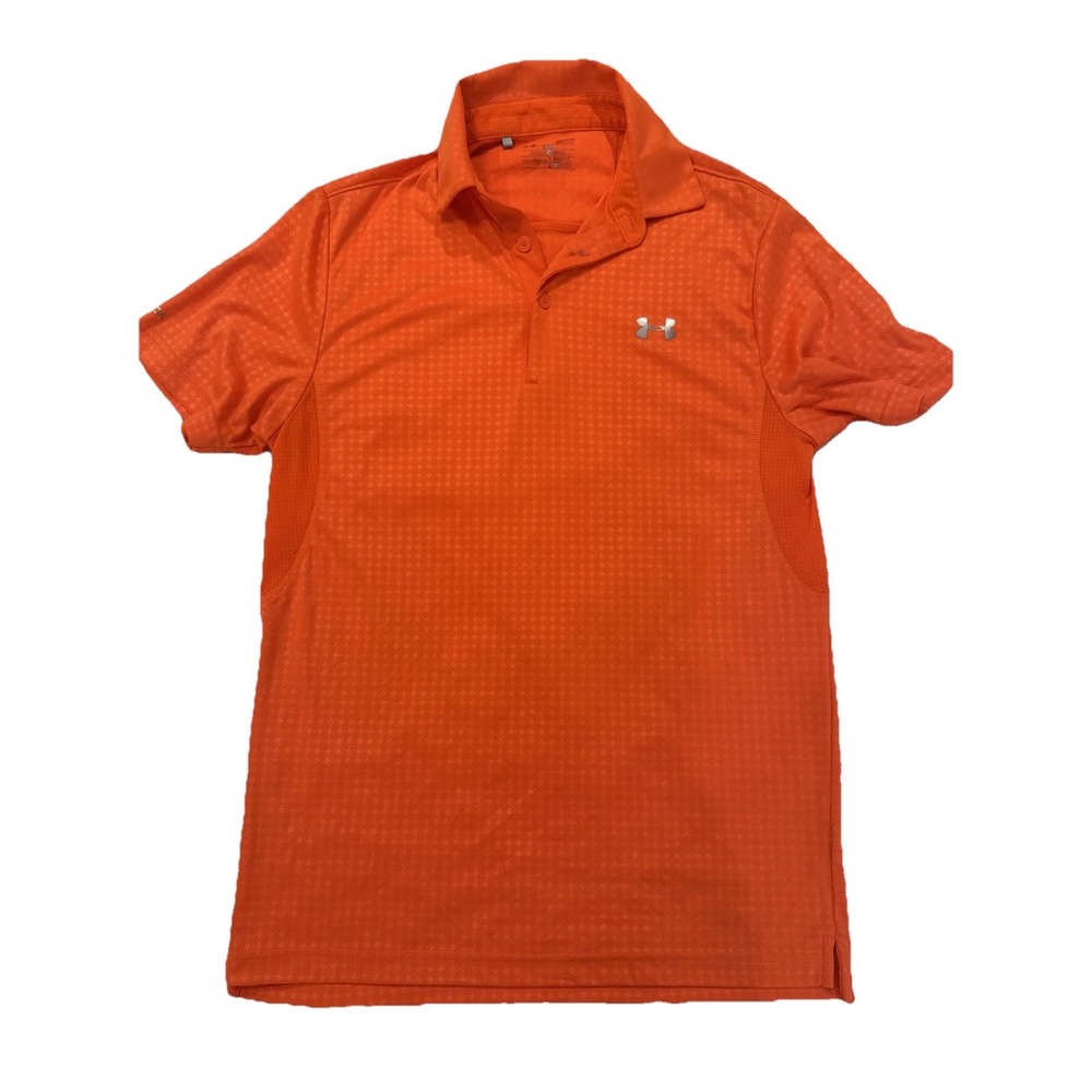 Mens Under Armour Coldblack Blaze Orange Polo Golf Shirt Small Loose Performance